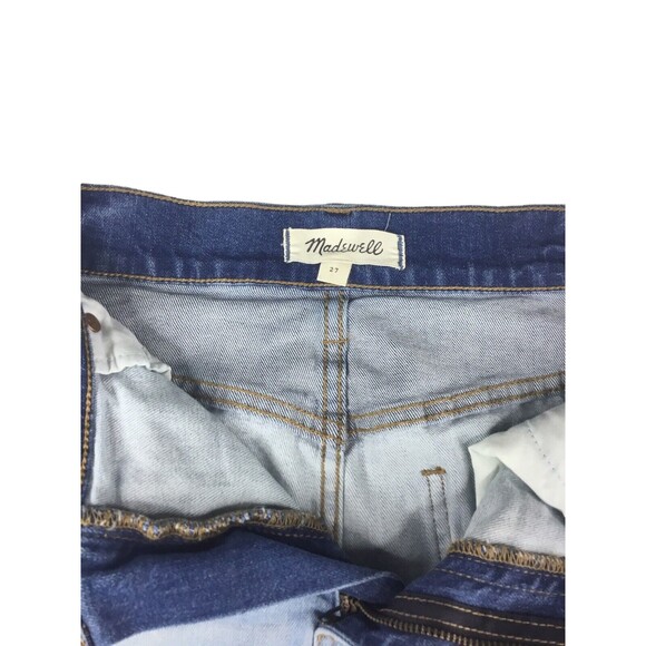 Madewell women skirt Size 27 Pieced McCarren Raw-Hem Jean colorblock  G5928 - Picture 4 of 10